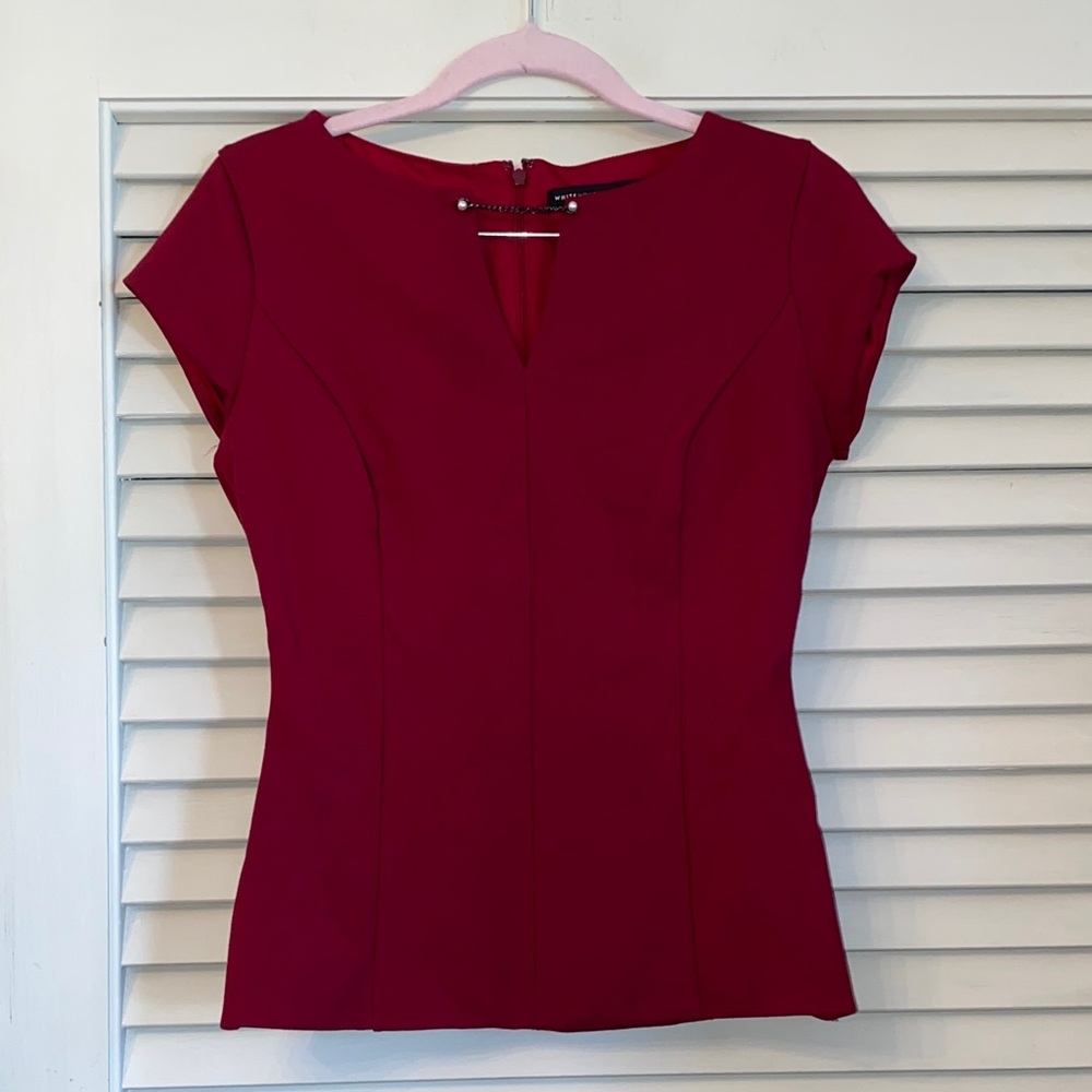 WHBM Red Stretch Peplum Top 0